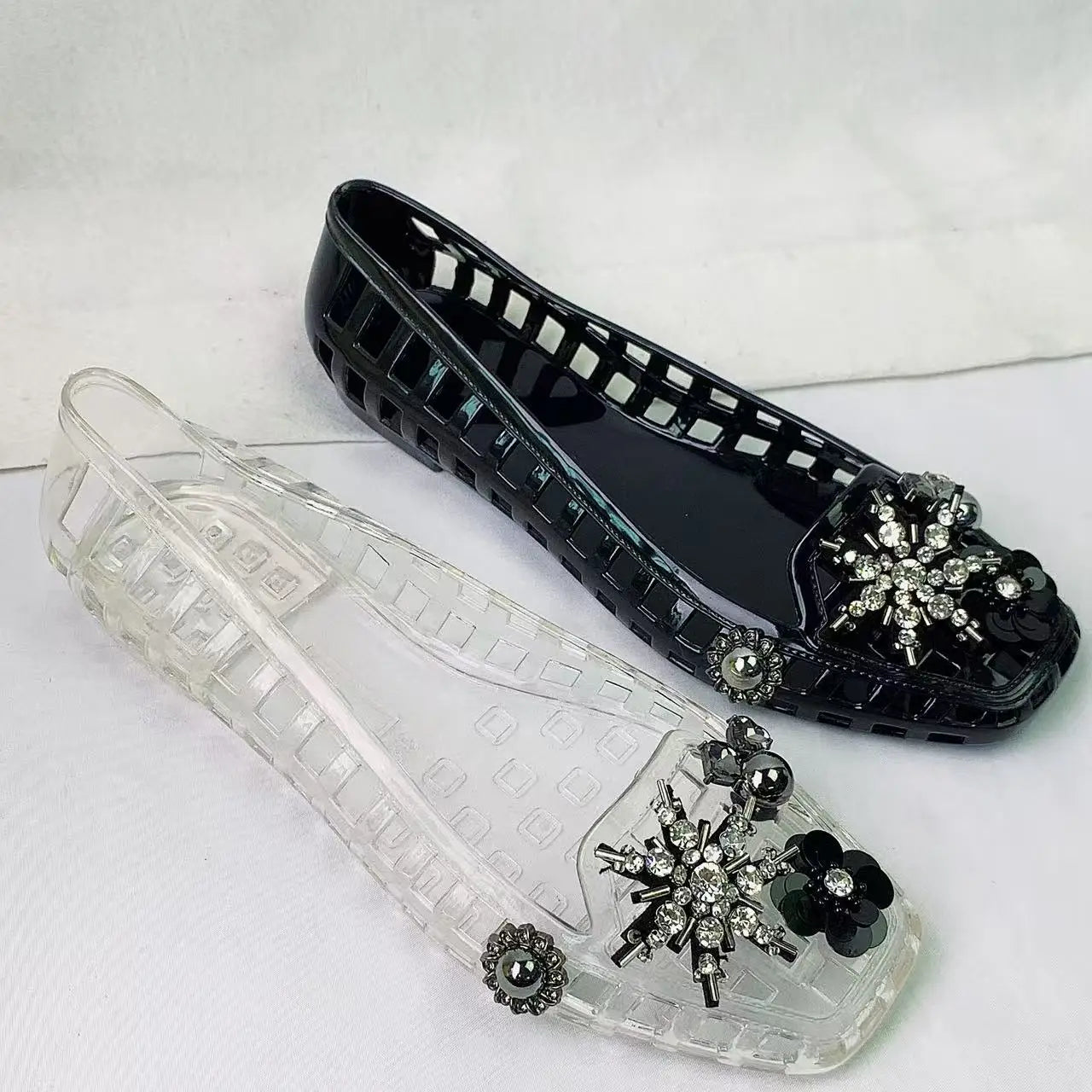 Jelly Crystal Shoes Women's Shoes Night-Glow Set Accessories Crystal Sandals Jelly Shoes Slip-On Slippers Lazy Slippers