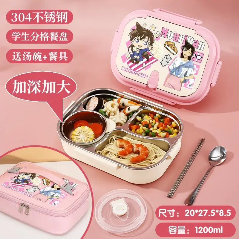 Detective Conan Stainless Steel Insulated Lunch Box Cute and Stylish Bento Box with Compartments for Male and Female Students