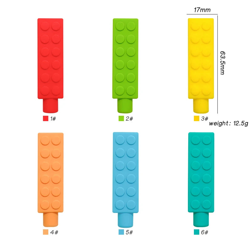 5PCS Silicone Pencil Topper Fun Silicone Baby Teether Pencil Cap Sensory Toy for Kids Children Autism ADHD Chew Tools