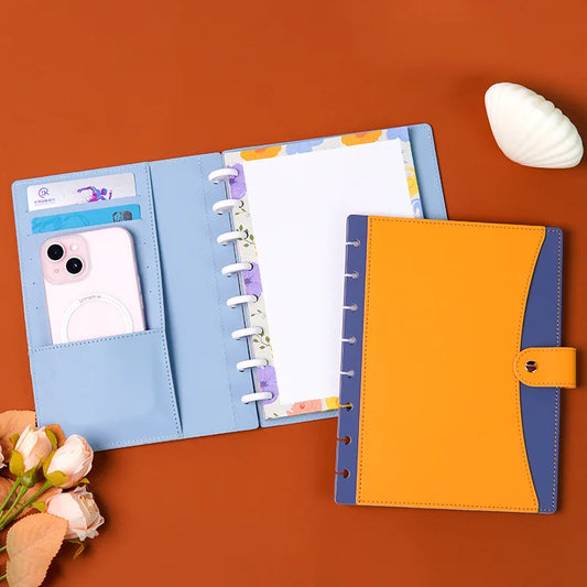 PU Cover Mushroom Hole Loose Leaf Notebook Shell Disc Notebook PU Cover Accessories Leather Notebook Case Planner Inserts A5