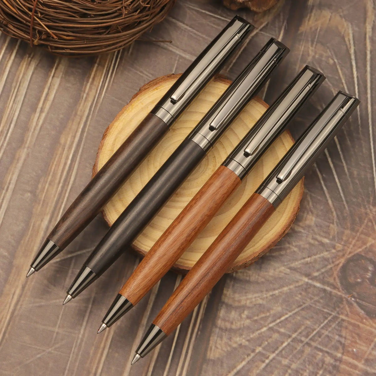 Metal & Wood Ballpoint Pen – Minimalist Business Pen with Gift Case