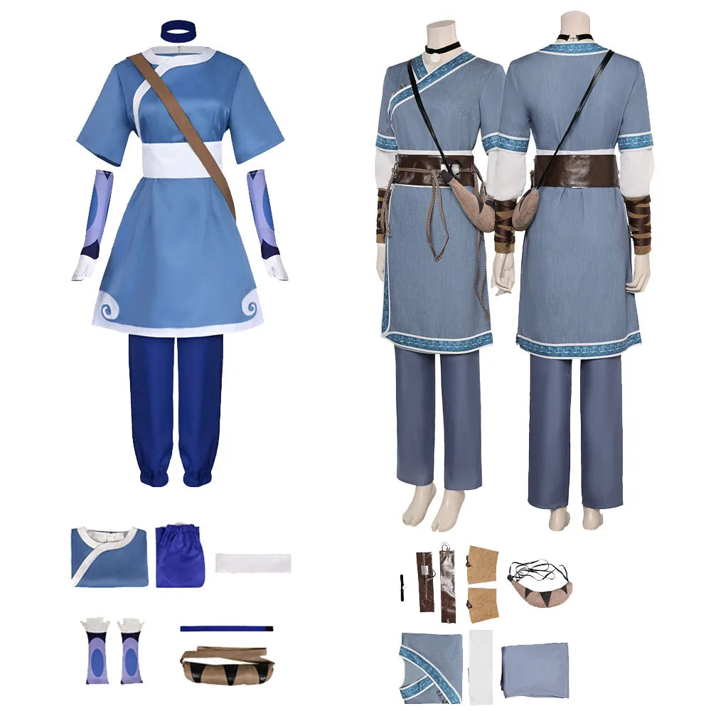 Movie Avatar Cosplay Katara Costume Top Pants Fantasy Clothes for Adult Outfits Halloween Carnival Party Suit