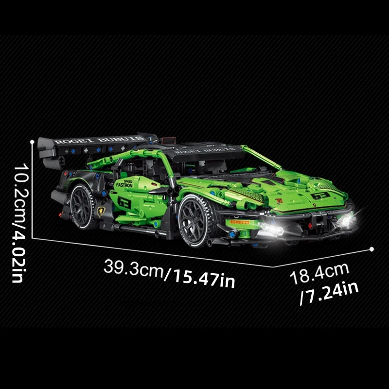 MOC Technical Green Racing Car Building Blocks Set  Model Kit DIY Assembly Bricks STEM Educational Toys Kids Birthday Gift