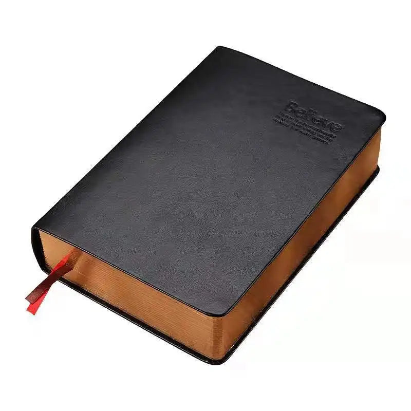 A6 Black Soft Leather Notebook with Gold Border Suitable for Taking Notes and Drawing Ultra-thick High-quality Lined Paper