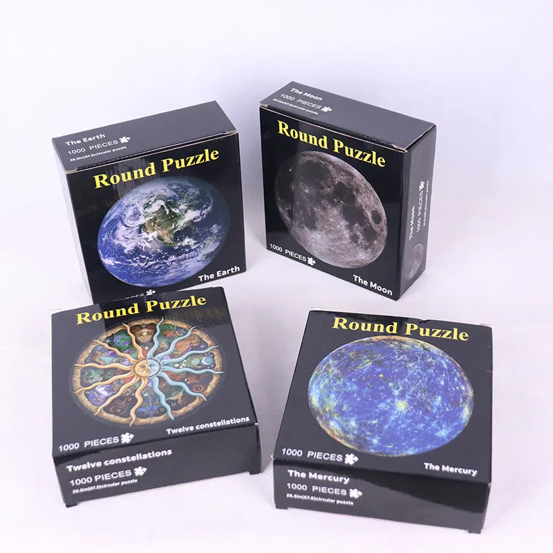 Adult Puzzle 1000 Pieces Challenge Games Learning Educational Puzzle Toys Moon Puzzle Rainbow Starry Space Traveler Flat Puzzle