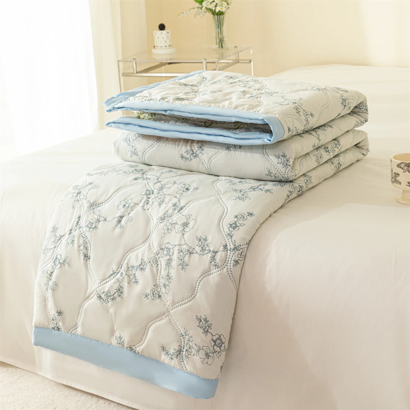2026 New Printed Washed Summer Quilt Lightweight Breathable Cooling Air Condition Comforter Soft Thin Bed Blanket for Home Dorm