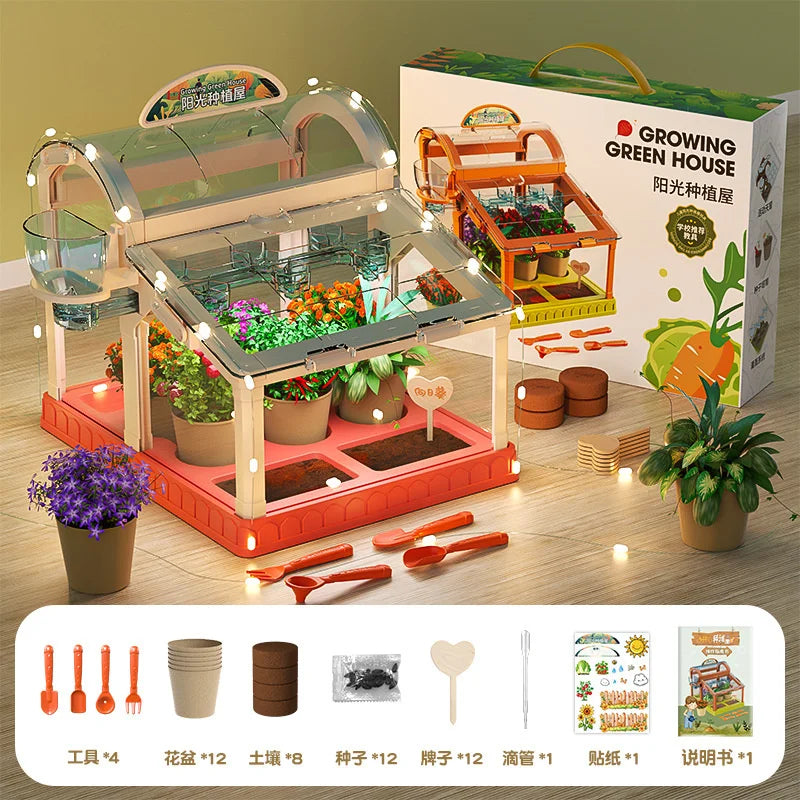 Kids Greenhouse Toy Plant Growing Kit With Tools Soil Observation Box STEM Education Science Experiment Kindergarten Home Garden