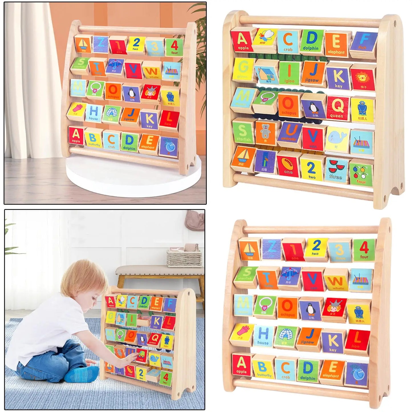 Wooden Abacus Activity Blocks Educational Learning Abacus Toy Small Educational Toy for Kindergarten Preschool Children