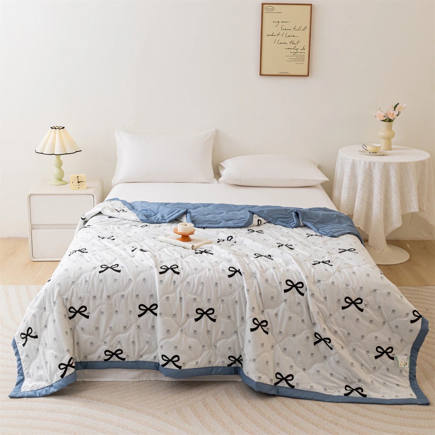 Cooling Butterfly Summer Quilt, Lightweight Washed Quilted Comforter, Machine Washable Air Condition Blanket for Hot Sleepers