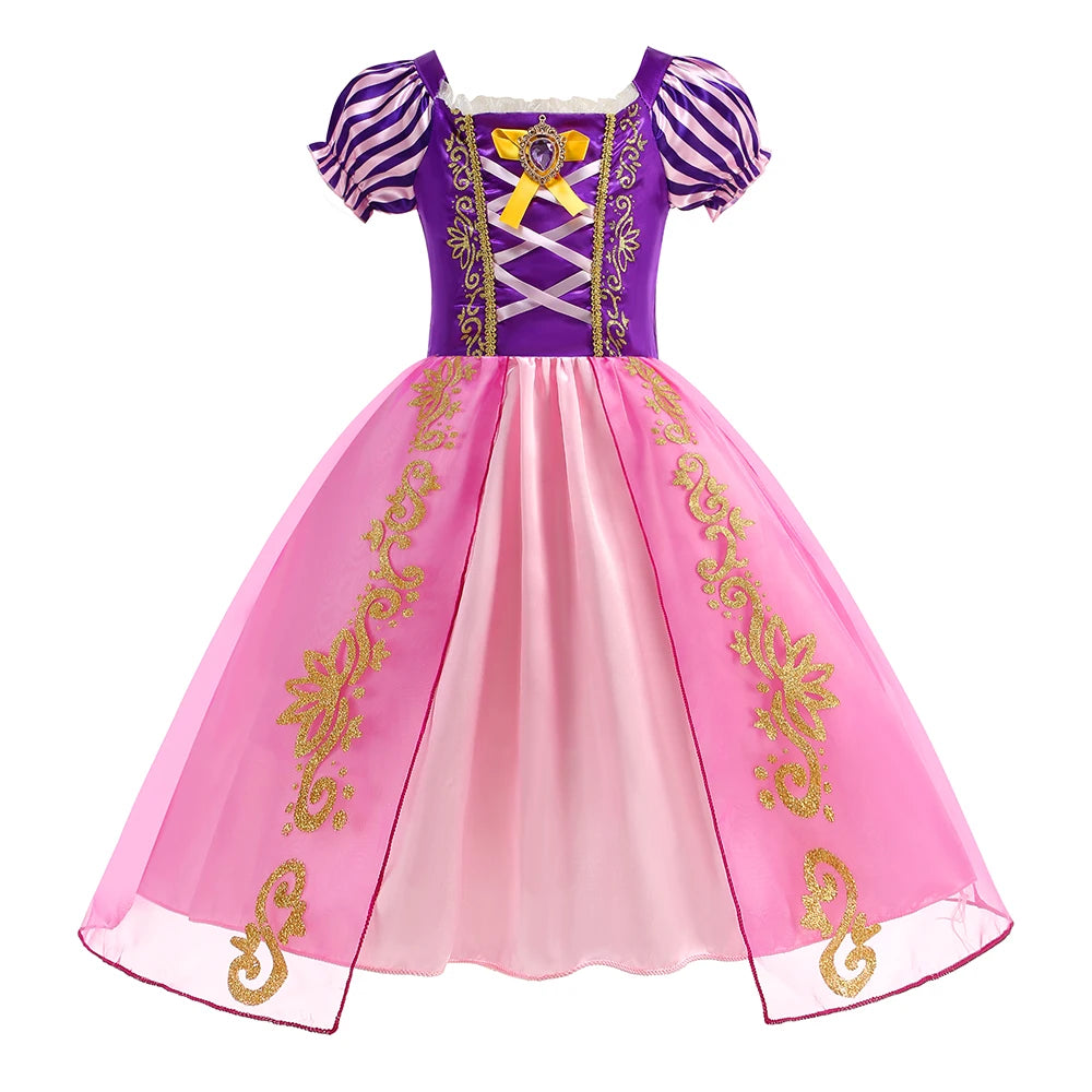 Girl Rapunzal Princess Dress Halloween Cosplay Ball Gown Party Costume Disguise Kids Outfit Children Clothes