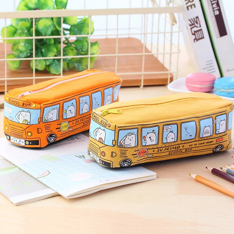 Creative large capacity bus pencil case pencil case cartoon  pencil case student bus pencil case stationery case school supplies