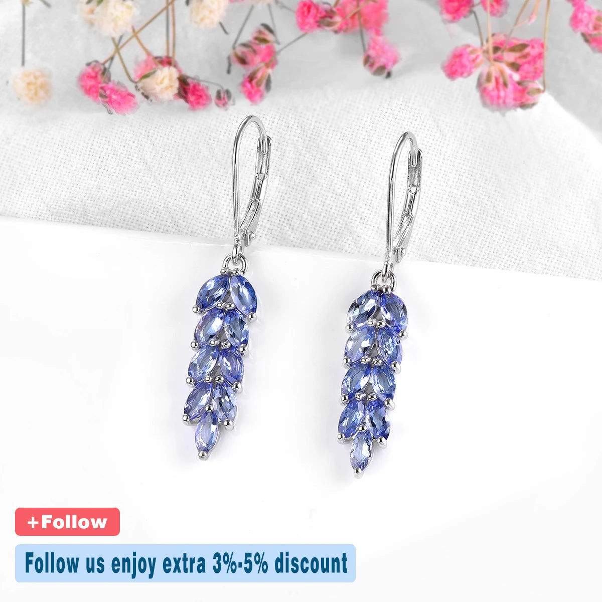 Natural Genuine Tanzanite Sterling Silver Drop Earring 2.3 Carats Tanzanite Gemstone Classic Romantic Women Jewelry S925 Gifts