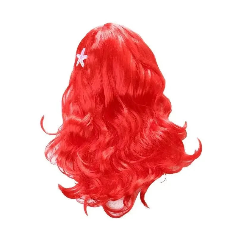 Girls princess Mermaid Wig with Starfish Hairpins Long Curly Halloween Princess Costume Dress Up Accessories Anime Cosplay Wigs