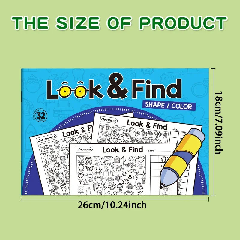Children's Search Activity Book Kid Hidden Object Coloring Book Interactive Educational Matching Game Early Learning Puzzle Game