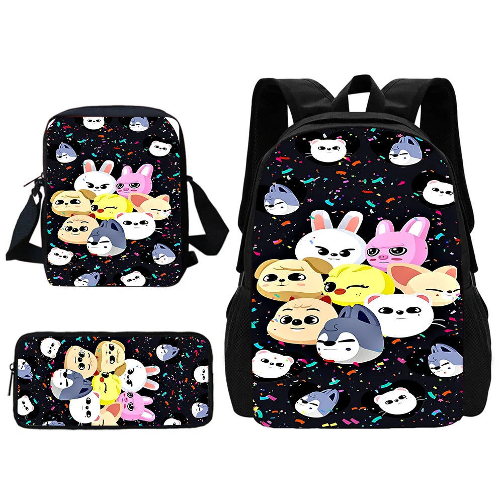 Child School S-Skzoo-o k-Kpop Stray Kids Backpack With Shoulder Bag Pencil Bags School Bags for Boys Girls Best Gift