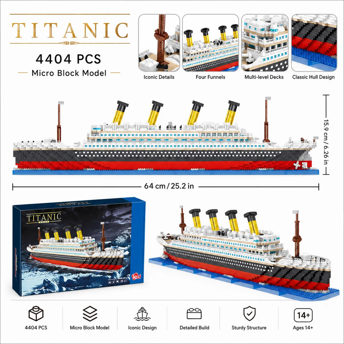 4404PCS Titanic Building Blocks Cruise Ship Mini Assemble Bricks Model DIY Toys Kits Desktop Decoration Holiday Gifts For Adult