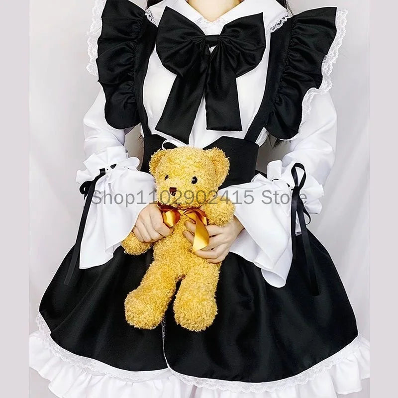 Classic Maid Costume for Men & Women – Black and White Apron Dress Halloween Cosplay Outfit