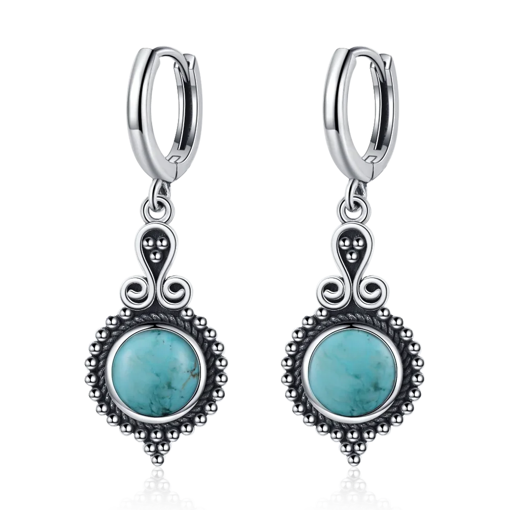 New Elegant Natural Kyanite S925 Silver Drop Earrings for Women Vintage Jewelry Wedding Engagement Hoop Earrings Gifts