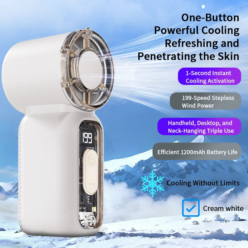 Super Mini Rechargeable Handheld High Speed Fan Powerful Wind Ultra-Quiet Fan Digital Display Pupular Summer Portable Fan