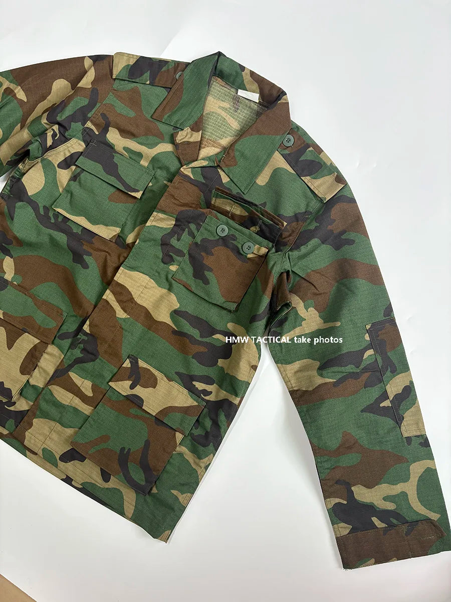 Men's BDU Camouflage Suit, Wear-Resistant, Outdoor Training Clothing, M81 WOODLAND, Seal Old School Suit, Long Sleeved Pants