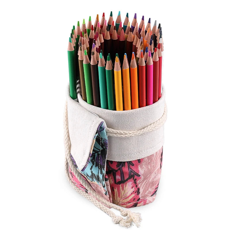 12/24/36/48/72 Hole Colorful Cloth Pencil Case Antique Aesthetics Stationery Cosmetic Pencil Storage Bag Stationery Box 050045