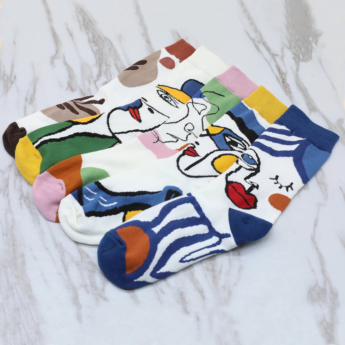 5 Pairs/Set Funny Socks Women Cute Middle Tube Socks Aesthetic Fun Socks Kawaii Cartoon Spring Summer Crew Socks