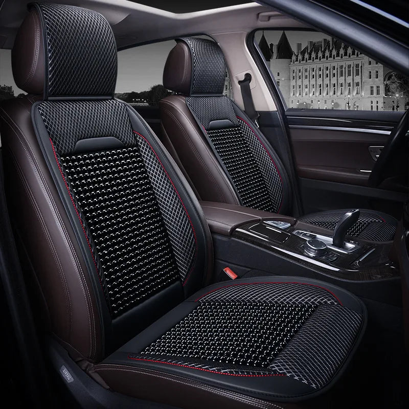 Car Wooden Bead Seat Cushion Singleseat Wood Bead Summer Cool Leather Car Seat Cover Breathable For Universal Car Chair Office