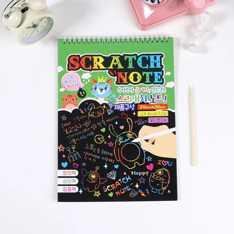 50 pcs Scratch Paper Kids Rainbow Magic Scratch Off Paper Sheets Art Craft Kit Black Note Paper Drawing Pads