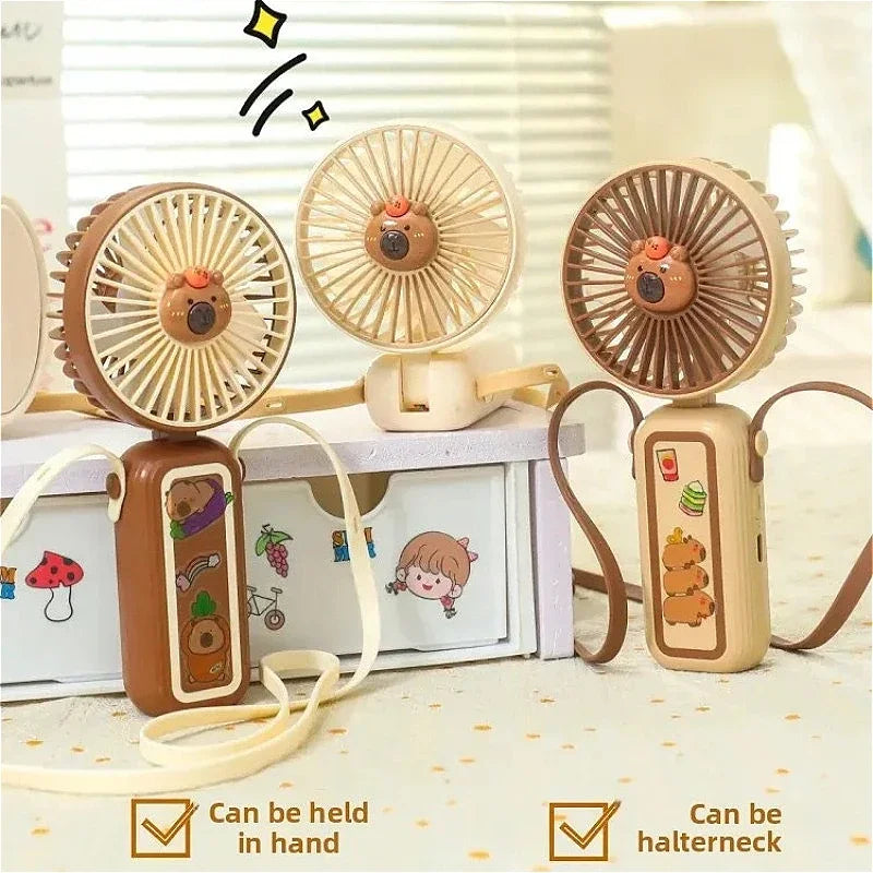 Capibala Powerful Mini Handheld Fan - 3-Speed Portable USB Fan, High Wind Cooling for Summer, Rechargeable & Compact
