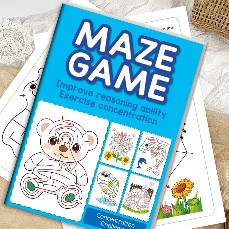 32 Pages Kids Maze Game Book Improve Reasoning Ability Concentration Educational Activity Book for Boys Girls Toddlers