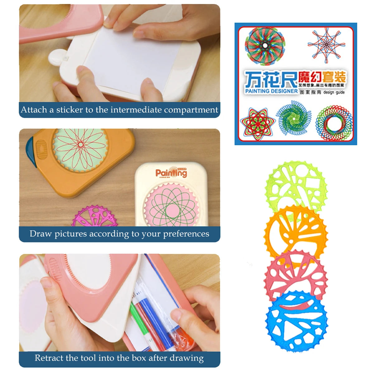Spirograph Drawing Toys, Geometric Drawing Art Set Classic Gear Design Special-shaped Ruler Creative Painting Template Gifts