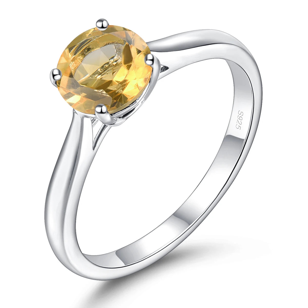 Natural Citrine Sterling Silver Rings 1.3 Carats Genuine Gemstone Classic Simple Fine Jewelry Style S925 Daily Birthday Gifts