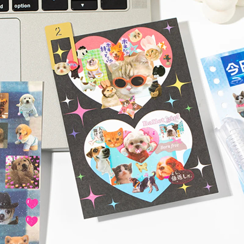 30pcs/bag Cute Pet Battle Cut-Out Coil Sticker Book DIY Handbook Calendar Greeting Cards Diary Notebook Album Material Stickers