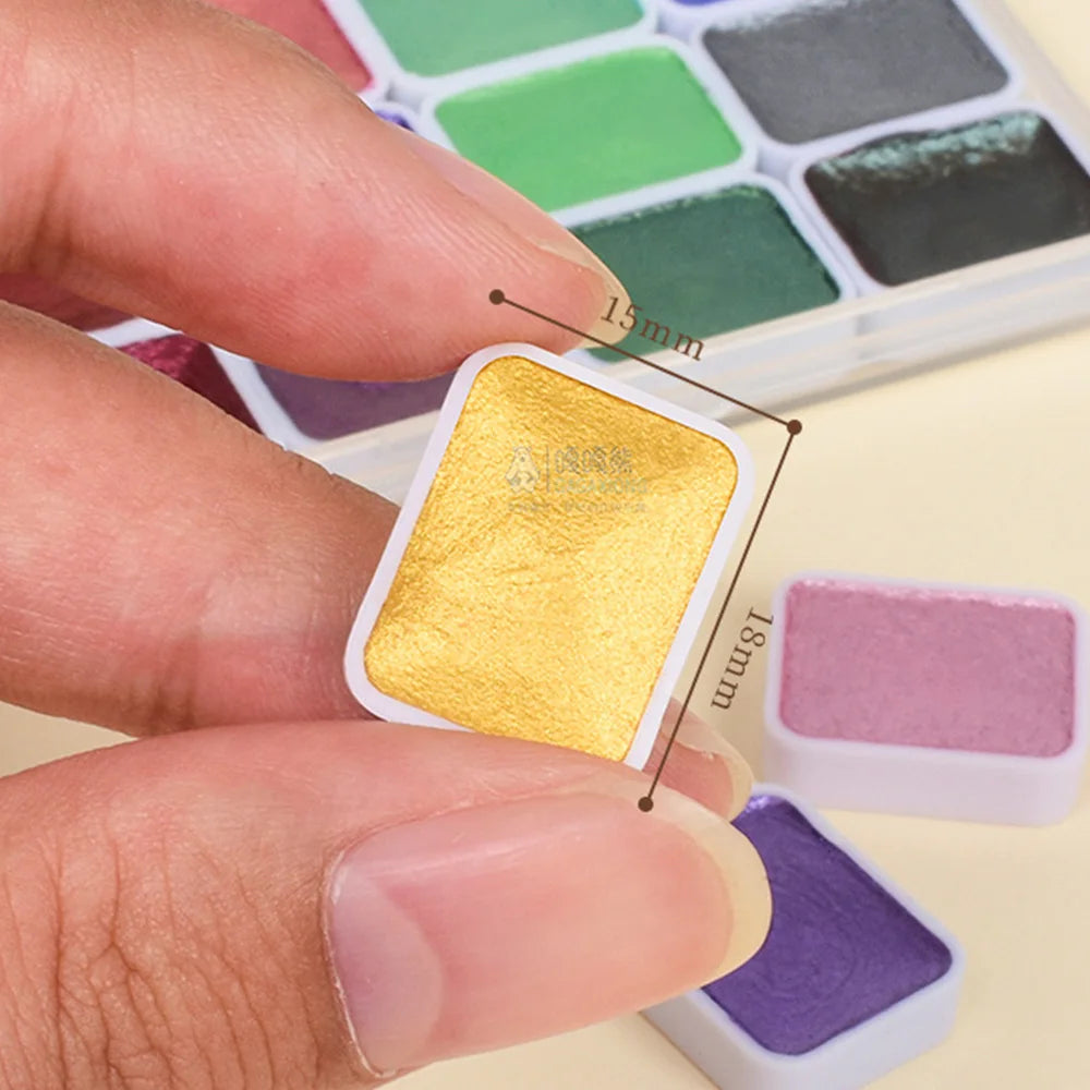 Pearlescent Solid Watercolor Paint Set Metallic Glitter Pigment for Art Painting Calligraphy Nail DIY Craft Drawing Supplies