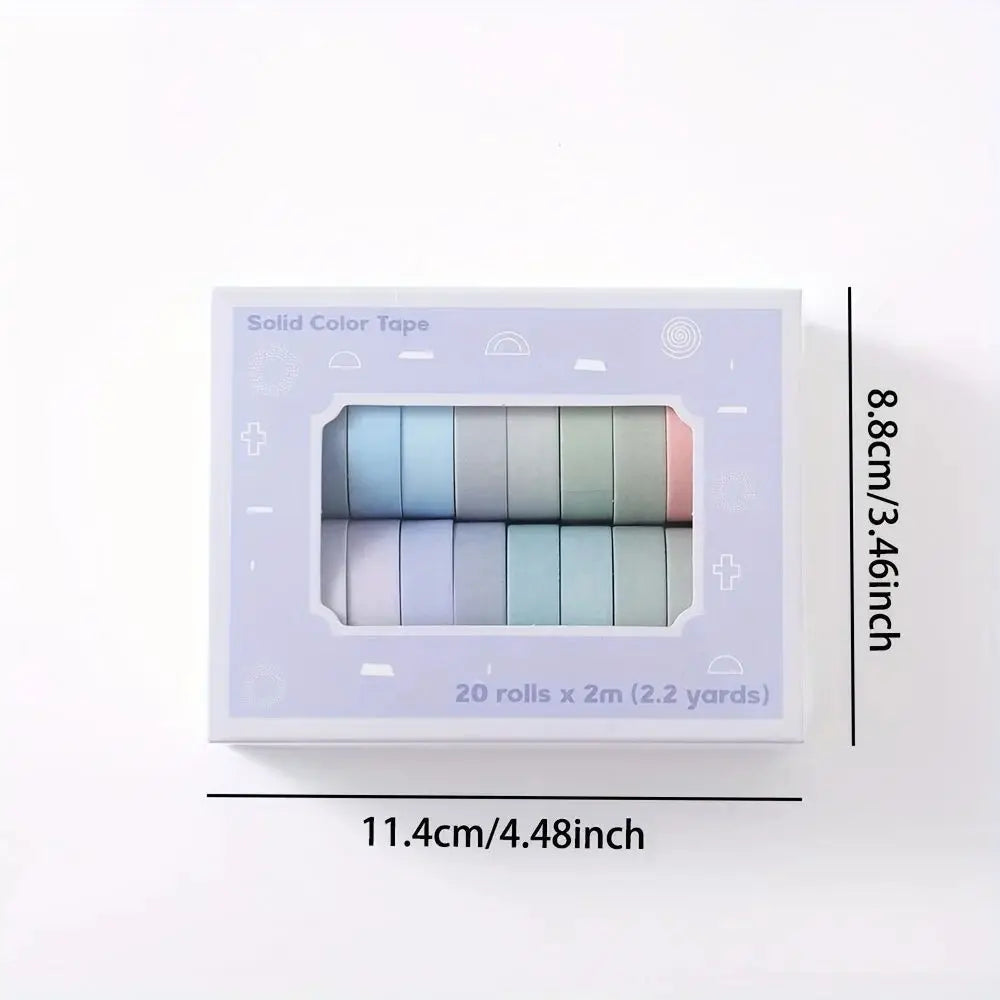 20 Rolls Colorful Slim Washi Tape Set 10mm(0.4 Inch) Wide 2m(2.2 Yards) Long Masking Tape For Journaling Scrapbooking Notebook