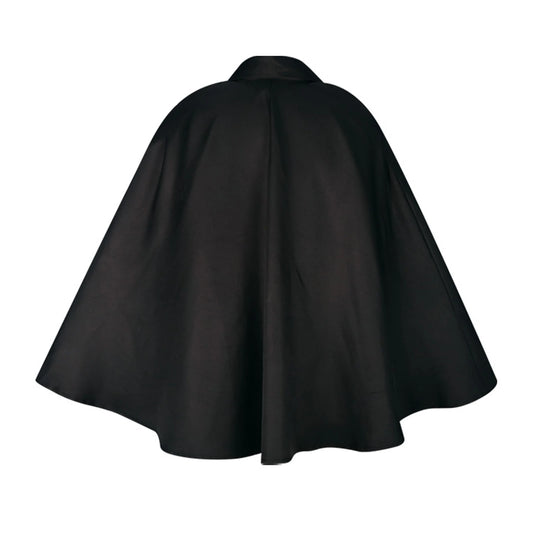 Black Cape Cloak with Collar – Vampire & Wizard Halloween Costume for Adults, One Size