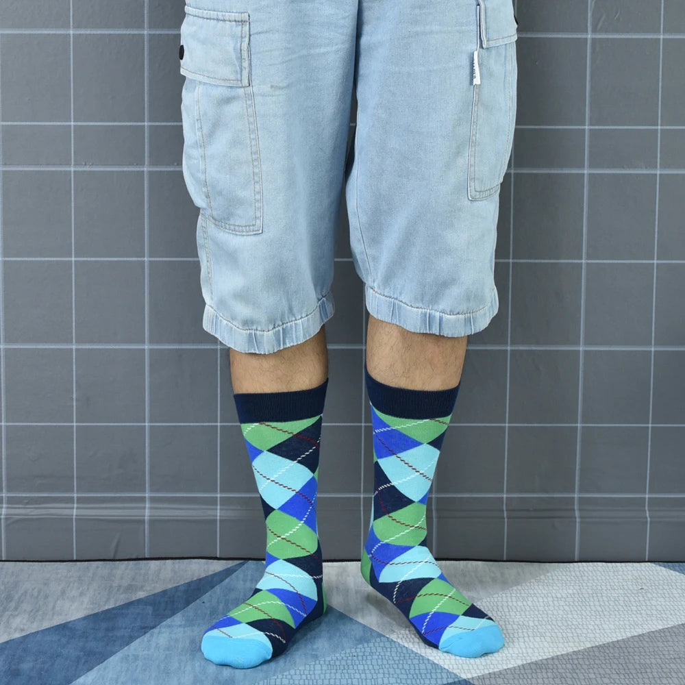 5Pack Men's Color Dress Casual Fashion Happy Socks Combed Cotton Socks Men Gifts