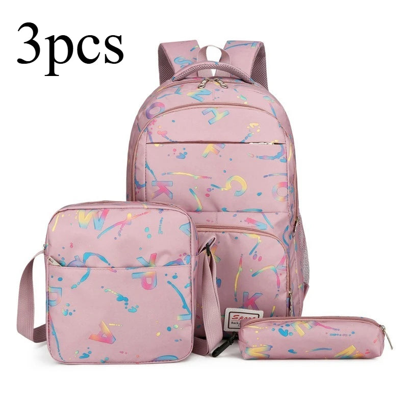 Fashion Cloth Students School Bag Large Capacity Casual Childrens Backpack Multifunctional Multilayer Solid Color Kids Backpack