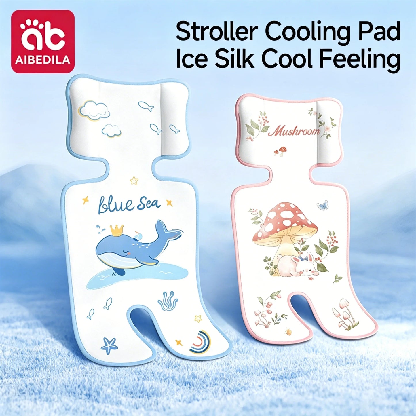 AIBEDILA Baby Stroller Cooling Pad Ice Silk Summer Seat Liner Mat Universal for Car Seat Stroller High Chair