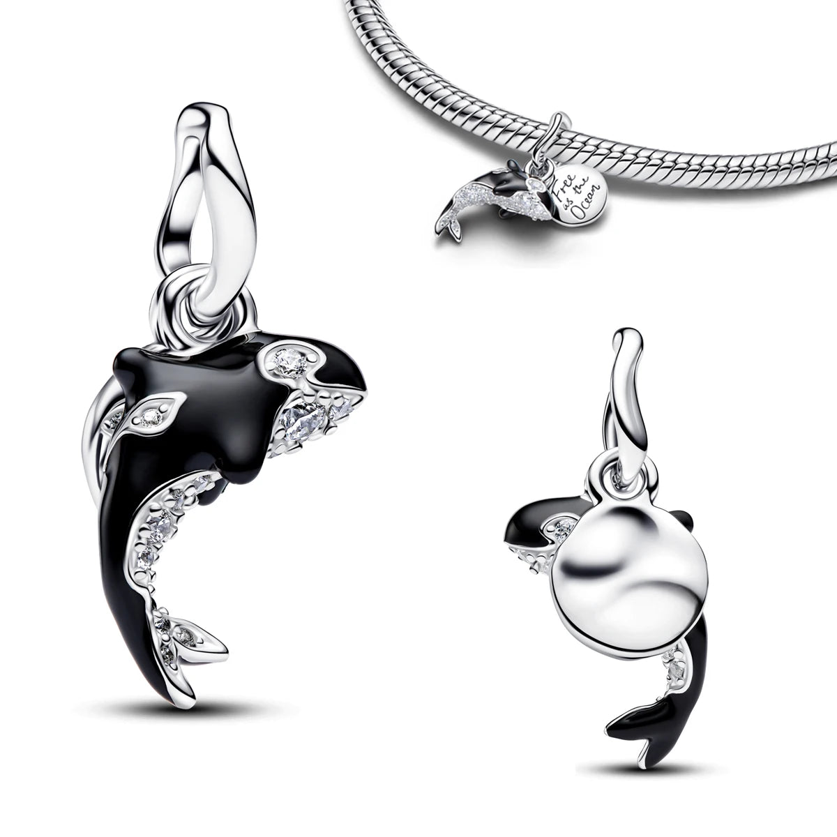 2026 S925 Silver Plated Paved Golden Ring Charm Luxury Stone Shell Nature Strength Cowboy Textured Safety Chain Fine Jewelry