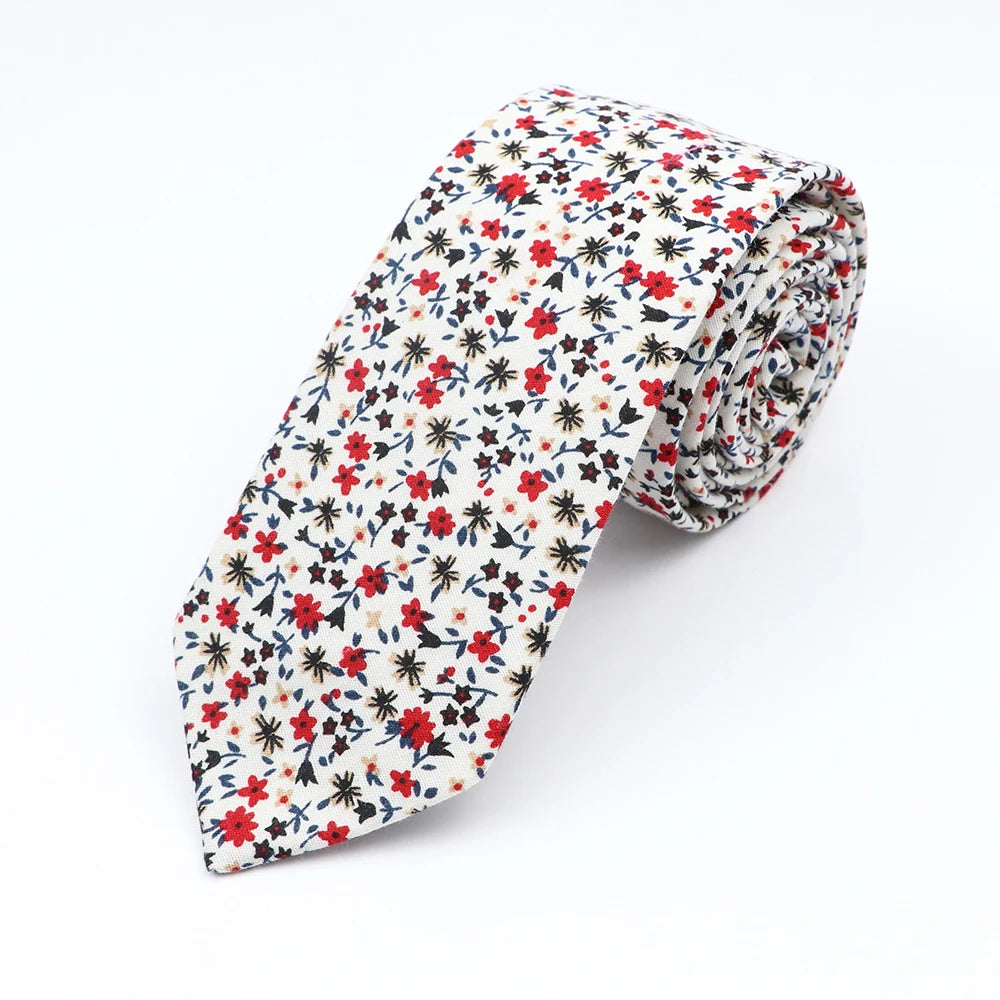New Floral Elegant Tie For Men Women 100% Cotton Beautiful Flower Paisley Necktie Narrow Skinny Cravat Wedding Casual Corbatas
