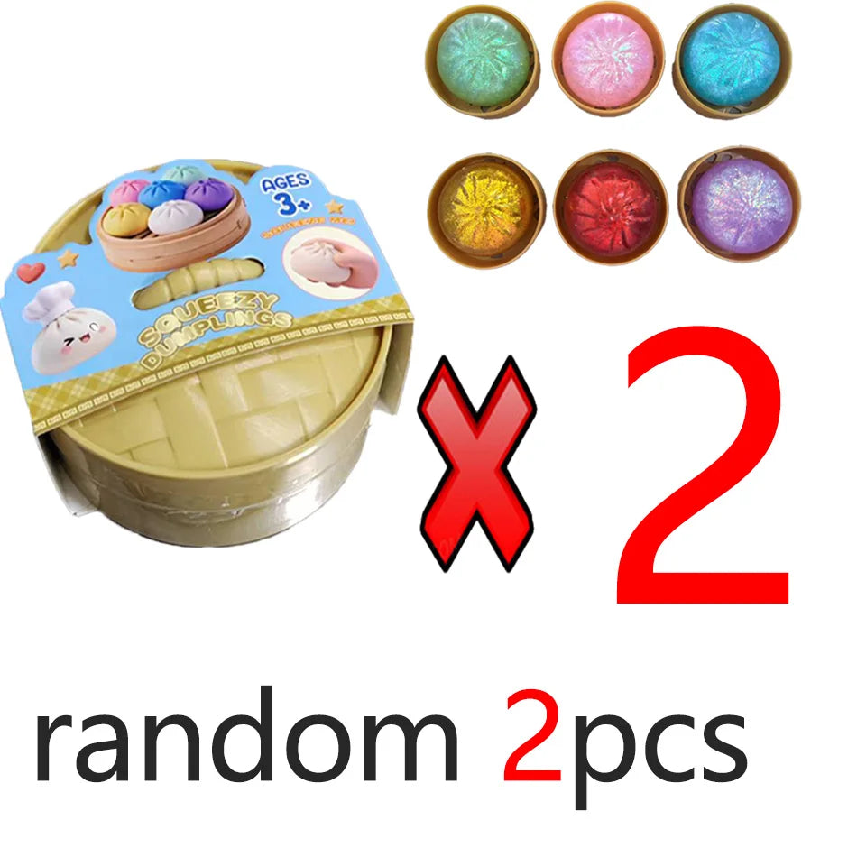 Dumpling Pressure Dumpling Squishies Cute Colorful Bun Toy Slow Rising Stress Relief Fidget Toy for Kids Adults Anti-Anxiety Gif