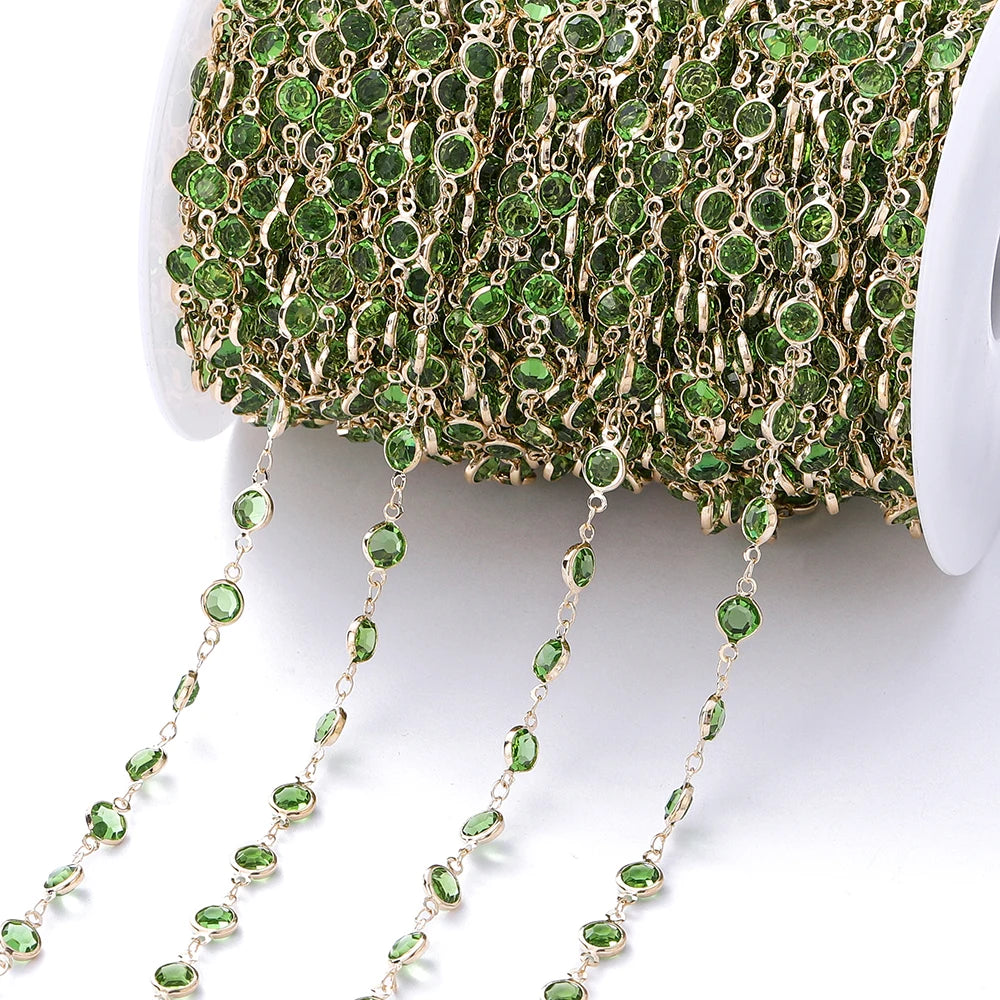 1M Crystal Zircon Stone Chain Colorful Glass Beads Chains For DIY Necklace Bracelet Jewelry Making Supplies Findings
