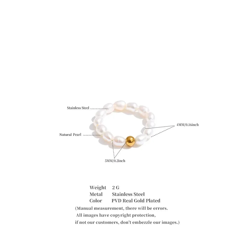 Yhpup Luxury Natural Freshwater Pearls Beads Elasticity Adjustable Ring for Women High Quality Fashion Elegance Finger Jewelry