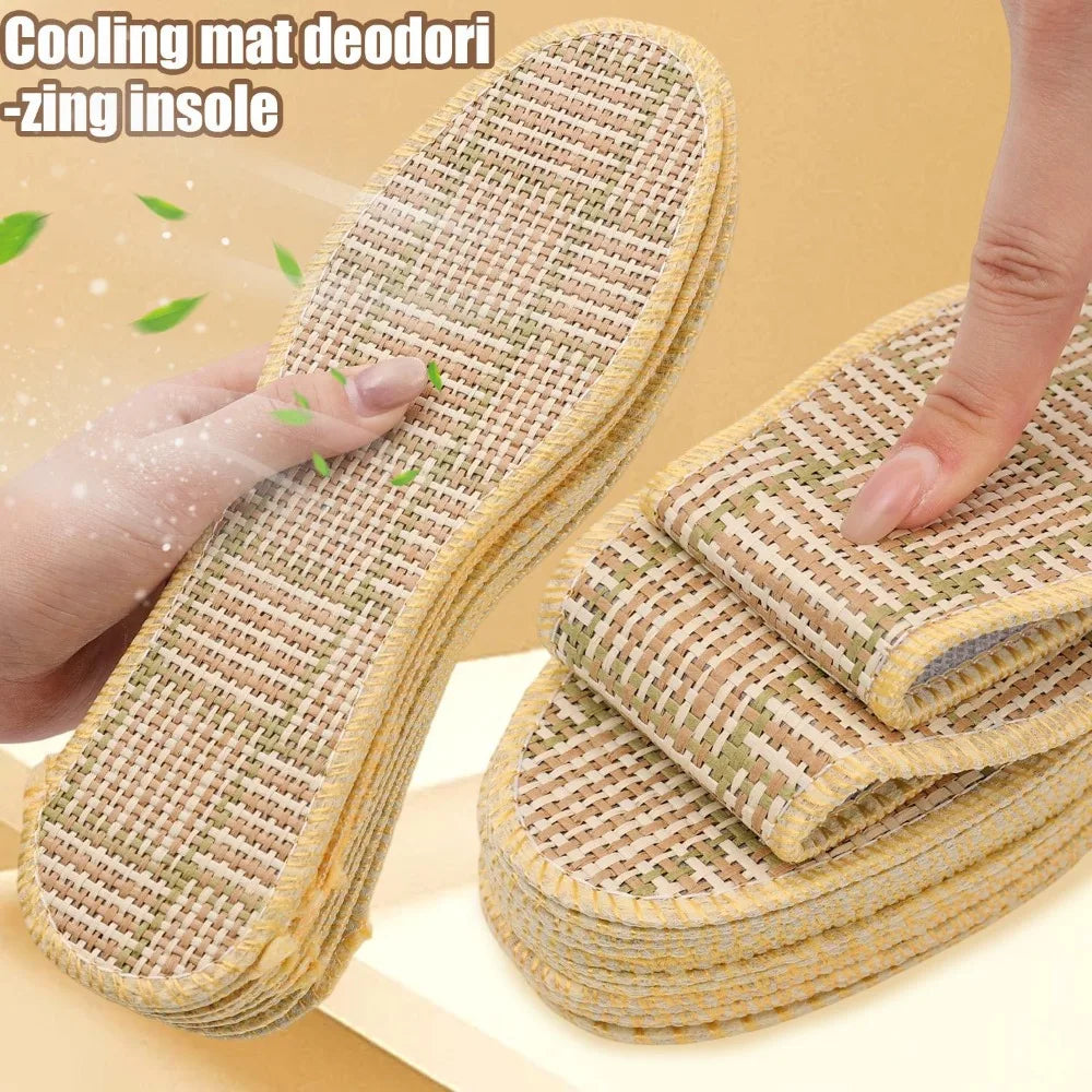 Bamboo Cooling Insoles Summer Deodorizing Odor Removable Shoe Pads Breathable Moisture Wicking for Men Women Outdoor Sport Shoes