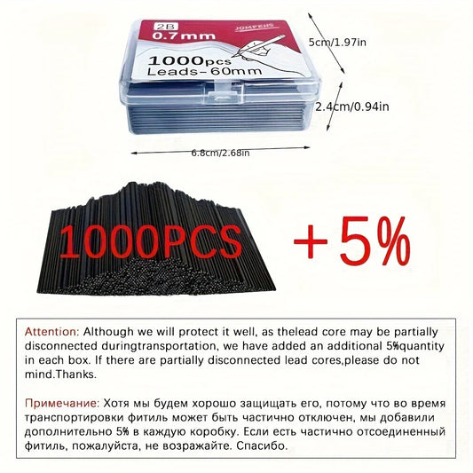 Mechanical Pencil Leads – 2B 60mm Refills in 0.5mm, 0.7mm & 0.9mm