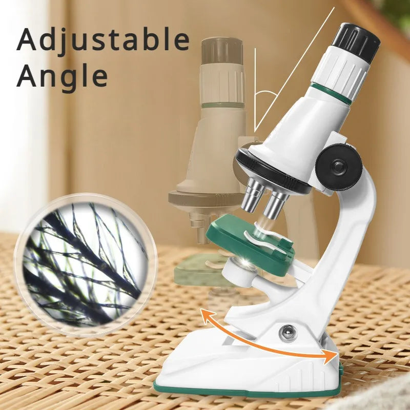 Kids Microscope Kit 200X-1200x Portable loupe Biological Science Stem Toy School Educational Pocket Microscope with LED Light