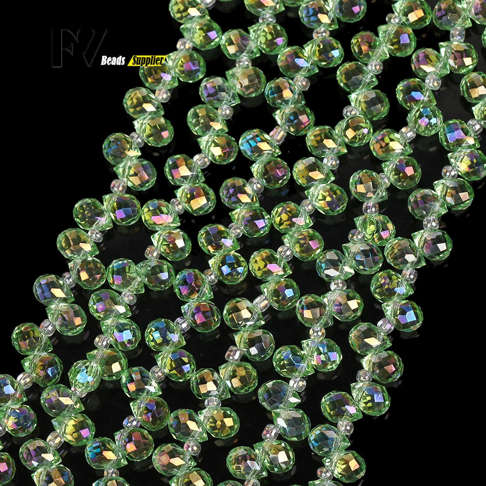 6mm Natural Stone Beads Green Waterdrop Crystal Loose Beads For Jewelry Making Handmade Diy Bracelet Accessories