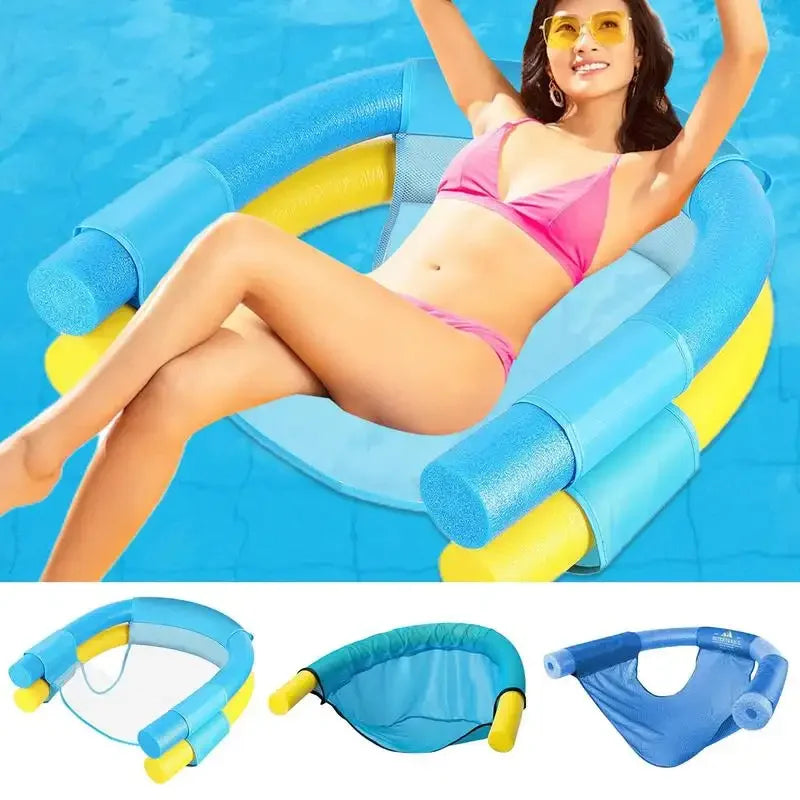 1Pcs Swimming Pool Float Chair Mesh Net Seat Water Hammock Lounge Foam Noodle Floating Chair for Adult Kid Summer Beach Toy