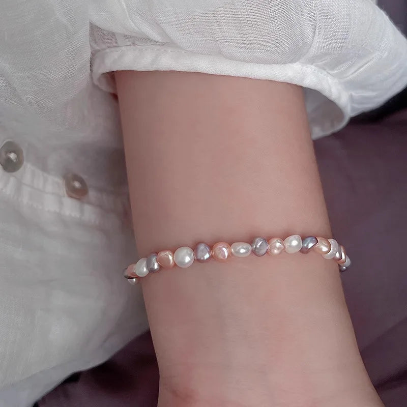 s925 silver candy color natural freshwater baroque pearl necklace accessories jewelry